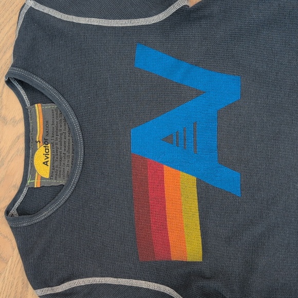 Aviator Nation Thermal Crew  Long Sleeve Shirt Size S - Picture 2 of 4